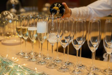 Champagne glasses for Christmas or new year parties.の写真素材