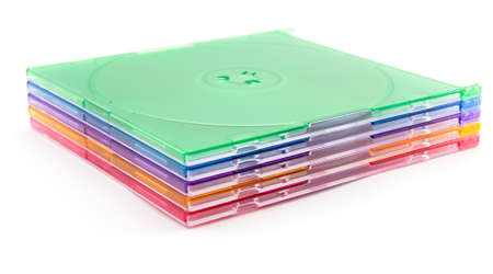Color boxes with disks for information storageの写真素材