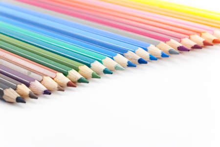 Number of colored pencils on white backgroundの写真素材