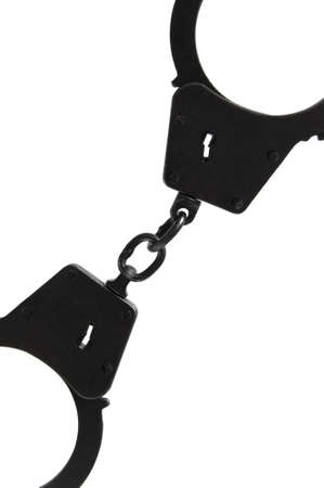Handcuffs isolated on white clipping path includedの写真素材