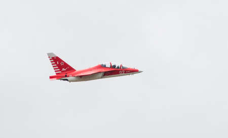 Zhukovsky, Russia - august 30, 2015: Aerobatic team shows demonstration flight at MAKS 2015.のeditorial素材