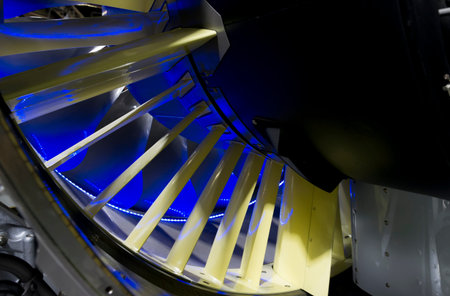 Turbine Blades. Blue light
