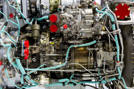 plane turbine engine mechanism closeupの写真素材