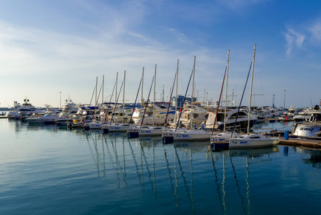 Beautiful Yachts in blue sky backgroundのeditorial素材