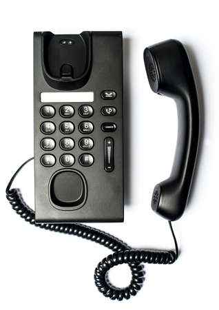 Black Office Phone isolated on white backgroundの写真素材