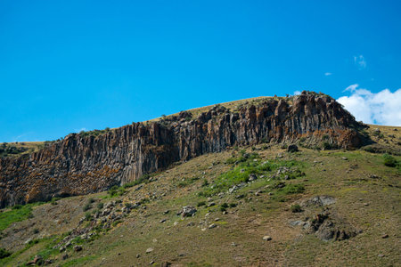 Rock background. Symphony of Stones or Basalt Organの写真素材