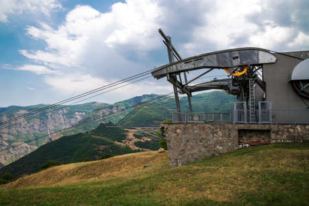 The Wings of Tatev - the world's longest non-stop double track aerial tramway. The Halidzor Fortress is located near the village. Halidzor, is a village in the Syunikの写真素材