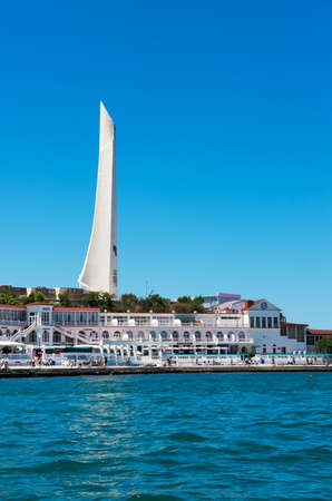 Sevastopol, Crimea, Russia - June 11, 2021: Obelisk to the Hero City of Sevastopol during sunny day. Sevastopol embankment. Crimeaのeditorial素材