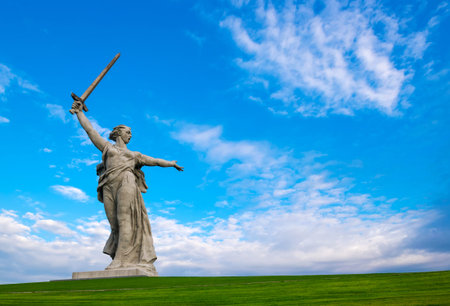 Volgograd, Russia - June 05, 2021: The Motherland calls. monument on June 05, 2021 in Volgograd, Russia. The monumental memorial was constructed in 1967のeditorial素材
