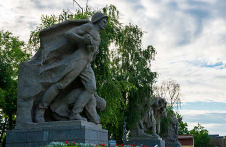 Volgograd, Russia - June 05, 2021: The sculptural monumental composition at Mamayev Kurgan depicts Russian soldiers defending their country from fascist invadersのeditorial素材