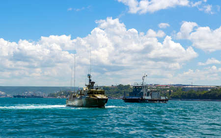 Sevastopol, Crimea, Russia - June 11, 2021: Russian Baltic Fleet receives new patrol boat. Crimeaのeditorial素材