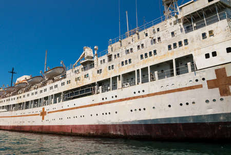 The hospital ship in sunny weather in Sevastopolskoy Bay.のeditorial素材
