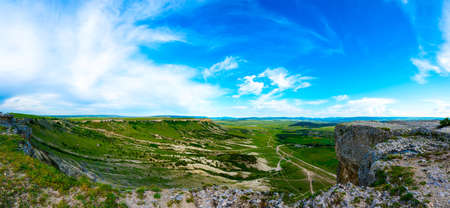 Ak-Kaya White rock, Belogorsky district, the Biyuk-Karasu riverの写真素材