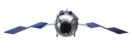 Telecommunication Satellite. Model of the Telecommunication Companion with solar batteriesの写真素材