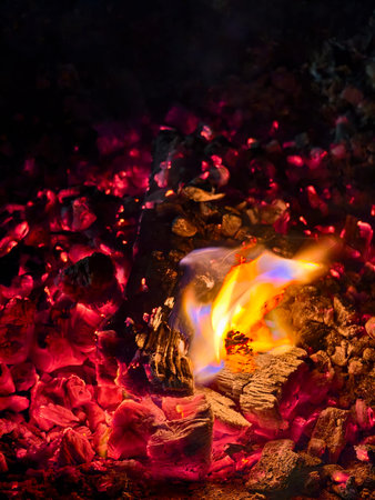 actively smoldering embers of fire