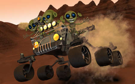 Computer-generated image of martians learning new techniqueの写真素材
