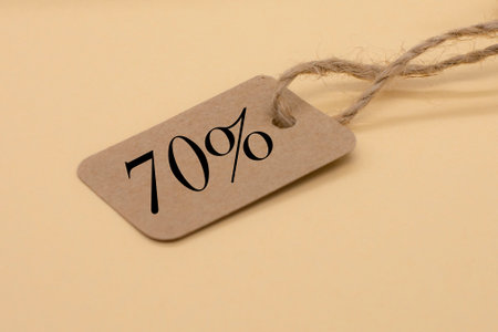 One craft tag with text seventy percent. Black Friday concept.の写真素材