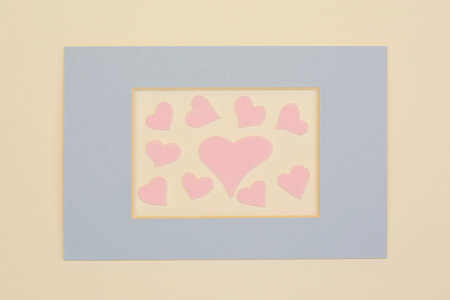 pink heart in a blue frame. Valentine's Day.the concept of love