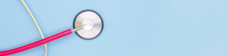 stethoscope for medical examination on a blue background. Copy spaceの写真素材