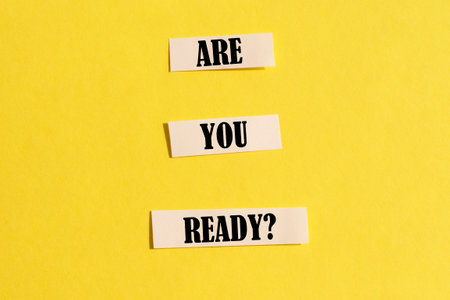 text you're ready on a yellow background. Business conceptの写真素材