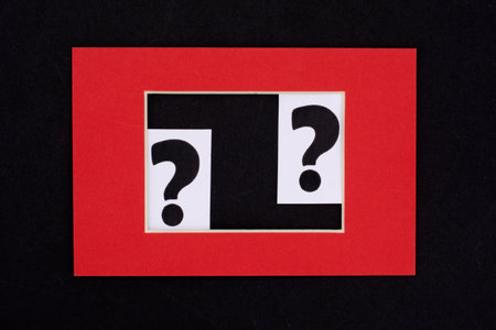 a question mark on a white sheet. FAQ frequency asked questions, Answer and Brainstorming Conceptsの写真素材