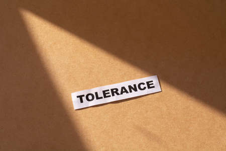 tolerance text on craft paper. Equality, diversity and tolerance concept.の写真素材