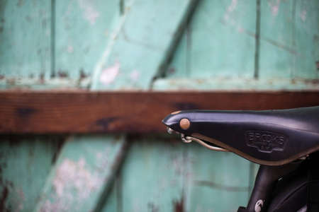 Antique genuine leather bike seatの写真素材