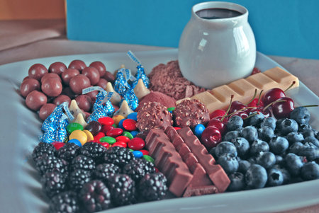 Chocolate currants raspberries and other sweets