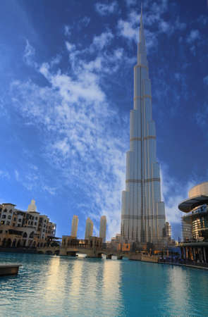 Clean transparent river in the city of skyscrapersの写真素材