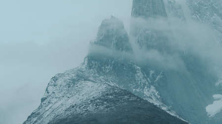 Fog surrounded by impregnable cliffsの写真素材