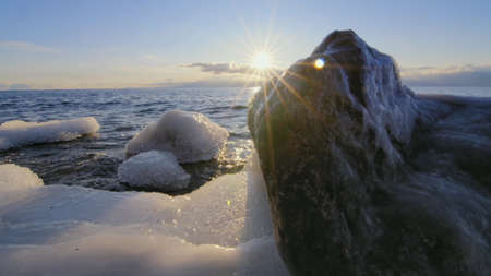 Great sun over the oceanの写真素材