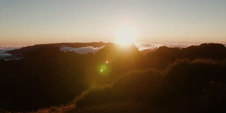 Sunset on top of the mountainの写真素材