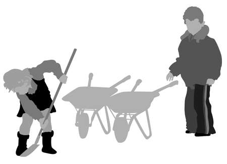 children doing gardeningのイラスト素材