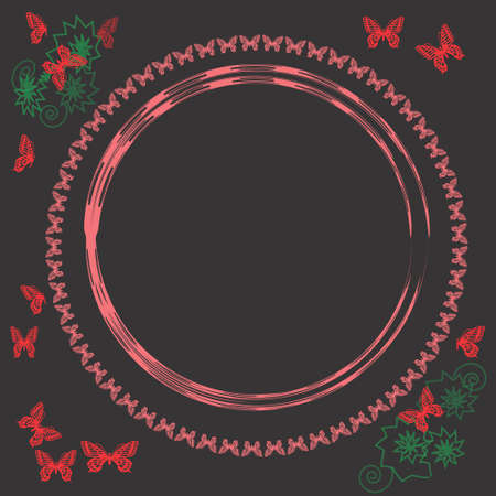 Vintage butterfly frame - illustration for a poster のイラスト素材