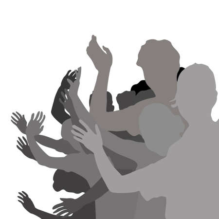 group of young people hand waving  illustration のイラスト素材