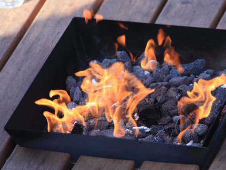 outdoor patio fire table detail