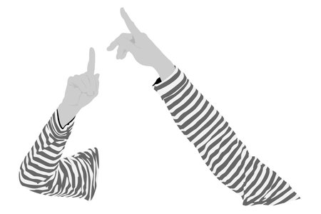 two  human's arms pointing vector illustrationのイラスト素材