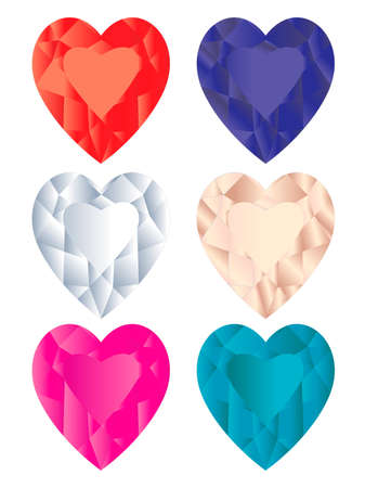 Collection of diamond shaped heartsのイラスト素材