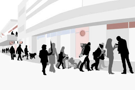 people walking down the street  のイラスト素材