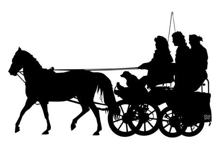 horse and carriage silhouette   のイラスト素材