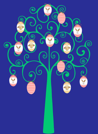 Swirl Tree Decorated with Easter Eggs