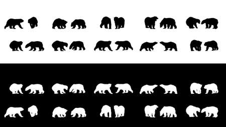 polar bear silhouettes collectionのイラスト素材