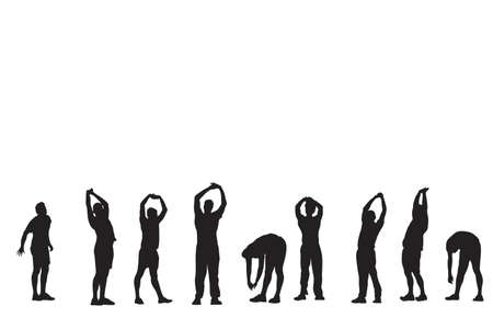 group of young men exercisingのイラスト素材