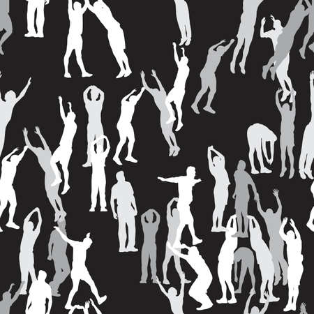 sporty people motif seamless backgroundのイラスト素材