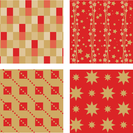 set of red and gold seamless patterns のイラスト素材