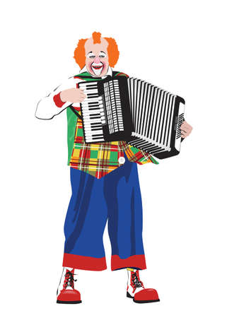 clown singing and playing accordionのイラスト素材