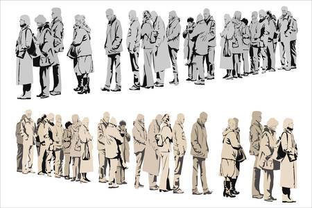 waiting people,  two color versionsのイラスト素材