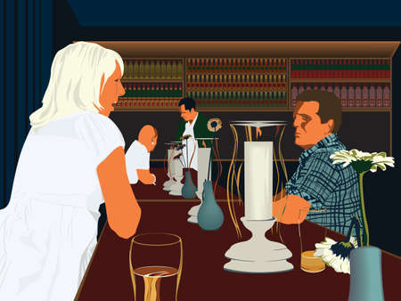 Couple having drink in barのイラスト素材