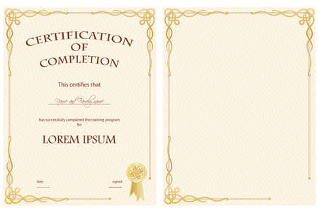 Vertical Certificate of Completion Templateのイラスト素材