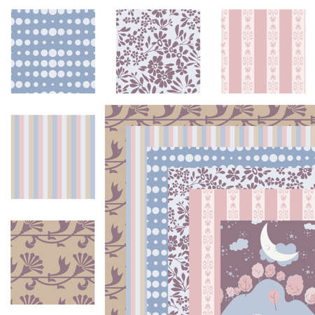 Set of 6 harmonious repeating patternsのイラスト素材
